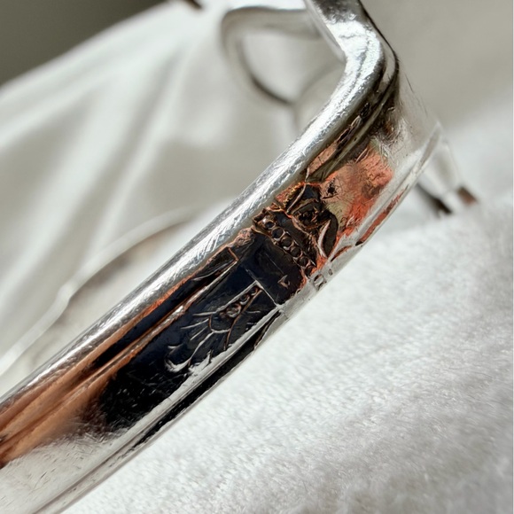 Sterling Silver Plate Sculptural Fork-Form First Love Coachella Cuff Bracelet - Picture 2 of 16